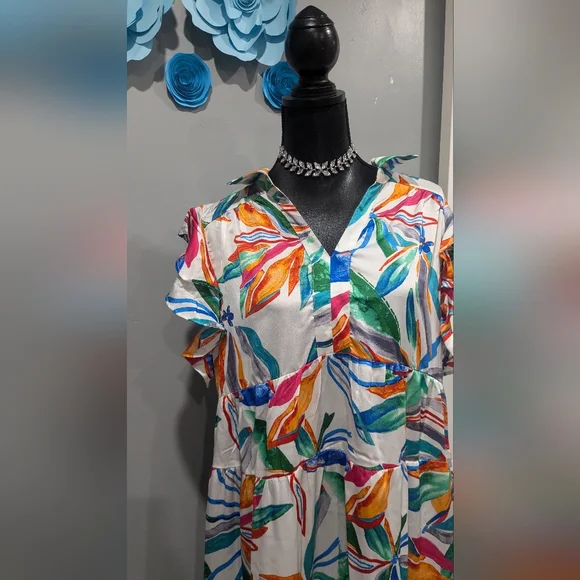 Umgee Tropical Print Dress - Picture 2 of 6